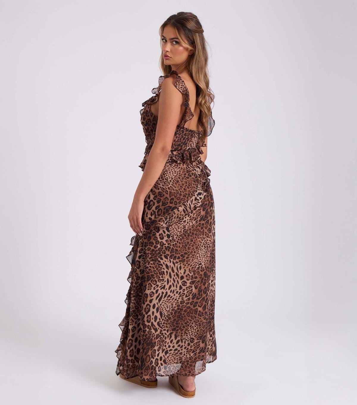 Urban Bliss Women's Brown Leopard Print Ruffled Maxi Dress Urban Bliss New Look - 4