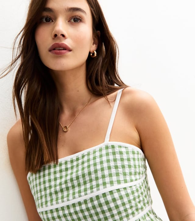 New Look Women's Green Gingham Check Strappy Midi Dress New Look - 2