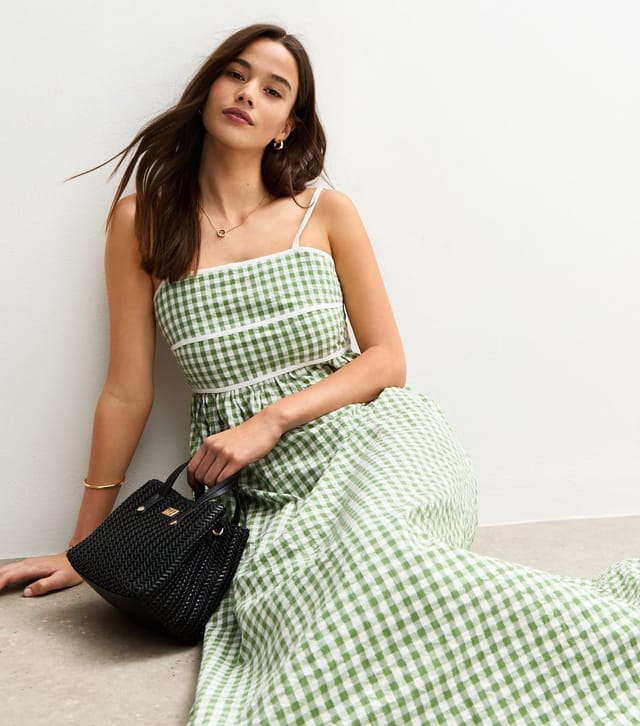 New Look Women's Green Gingham Check Strappy Midi Dress New Look - 3