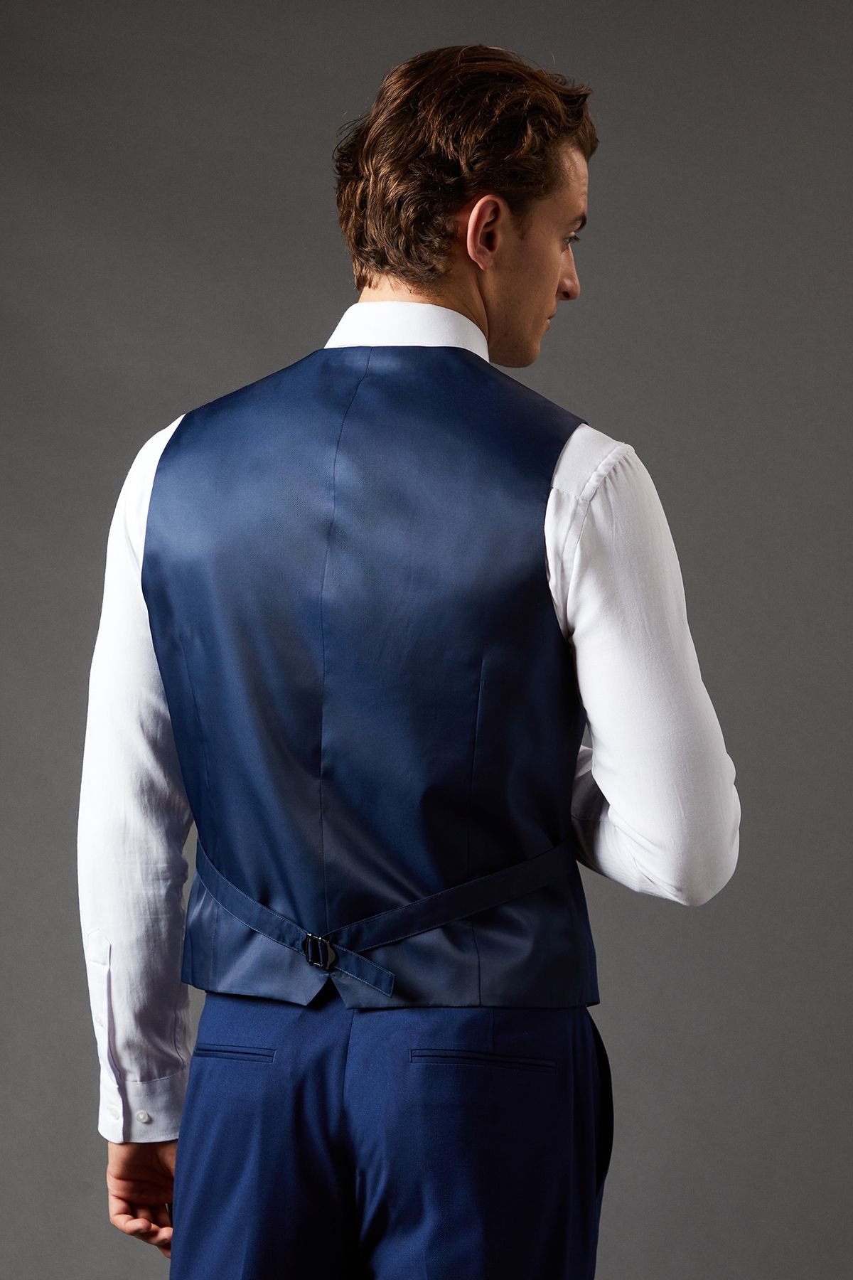 Burton Burton Men's French Navy Essential Waistcoat in Dark Blue - 3