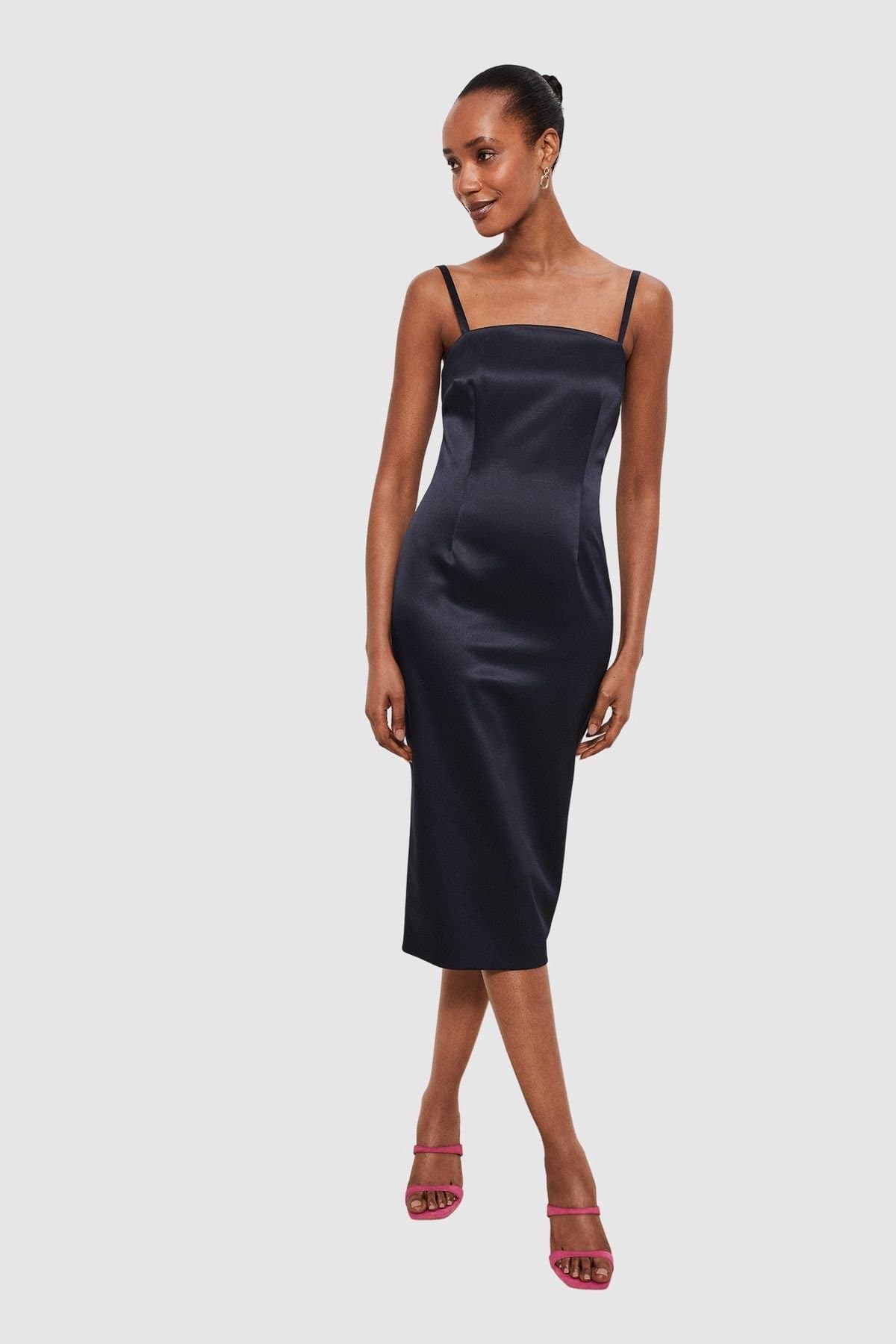Hobbs London Hobbs London Women's Eliot Square Neck Midi Dress in Dark Navy