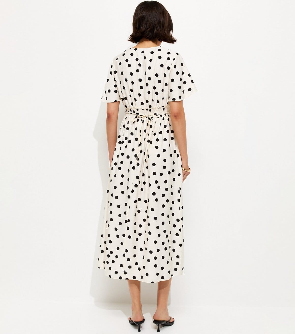 New Look Women's Cream Spot Print Flutter Sleeve Midi Dress New Look - 4