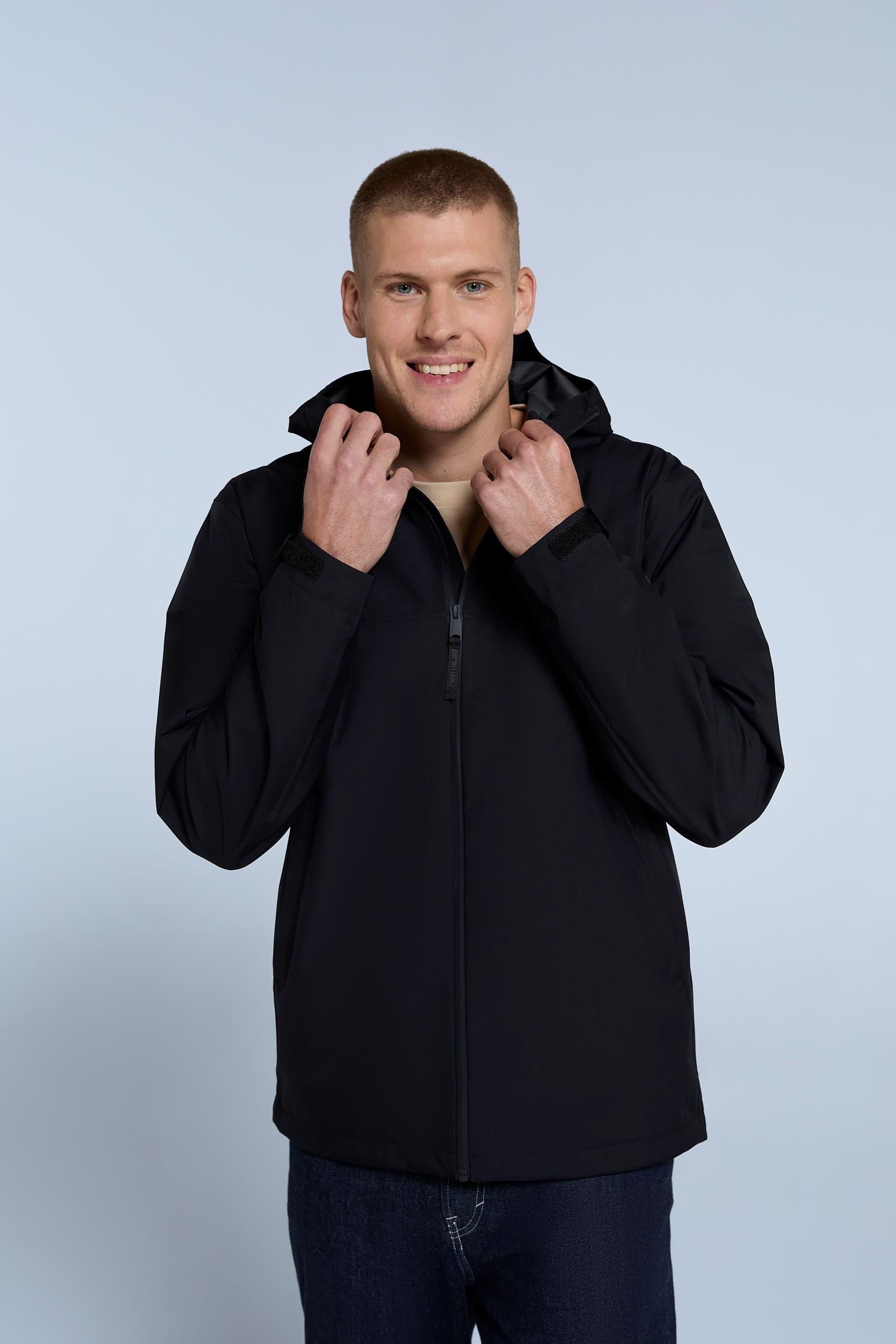 Animal Animal Men's 'Elements' Waterproof Breathable Adjustable Hood & Cuffs Jacket in Jet Black