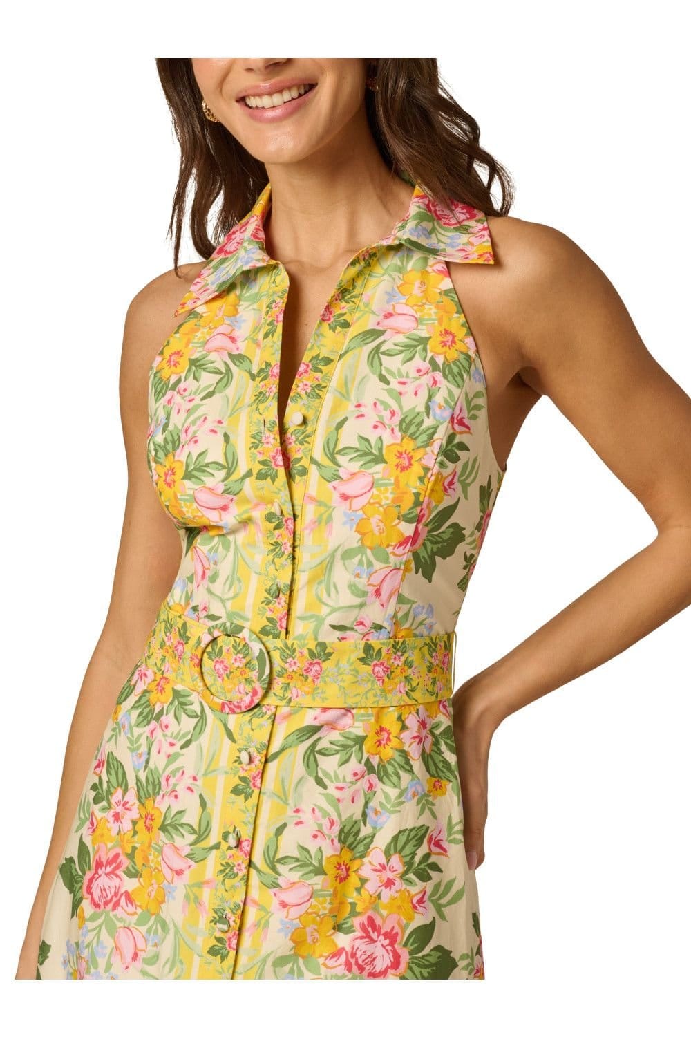 Adrianna by Adrianna Papell Adrianna by Adrianna Papell Women's Printed Cotton Maxi Dress in Yellow - 4