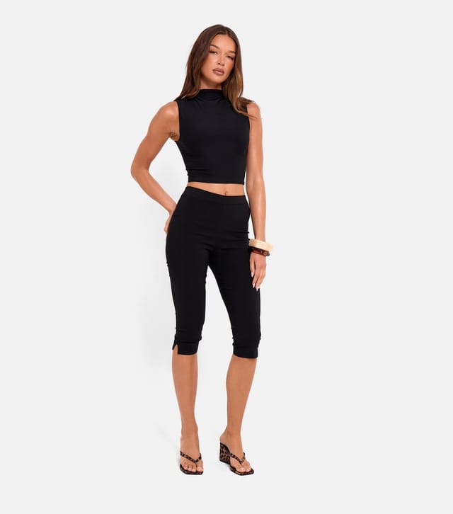 Public Desire Women's Black High Waist Capri Trousers Public Desire New Look - 2