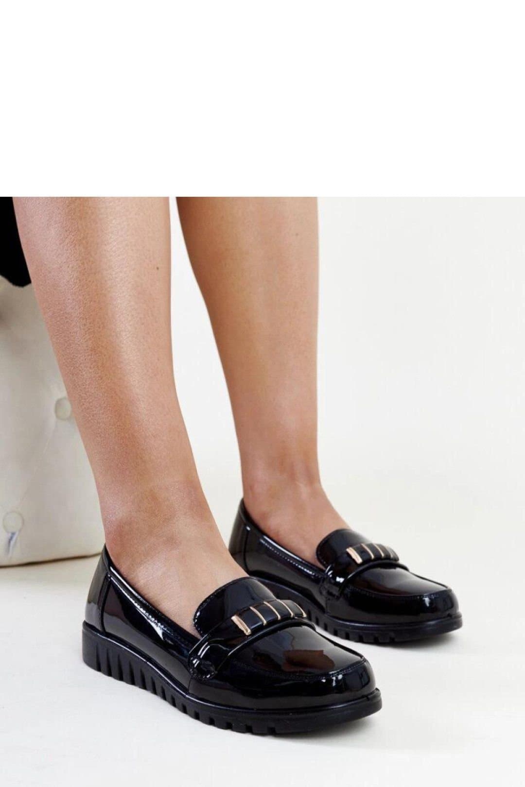 Love Lace Love Lace Women's Mocassin Patent Loafers with Decorative Strap & Rubber Sole in Black