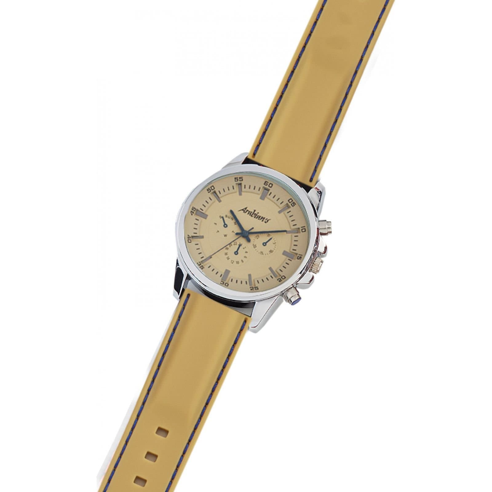 Arabians Arabians Beige Leather Quartz Watch for Men