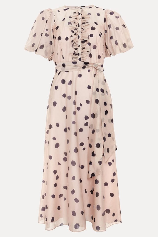 Phase Eight Phase Eight Women's Nicola Ruffle-Front Midi Dress in Pale Pink - 2