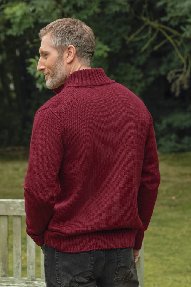 WoolOvers WoolOvers Men's Mens 100% Pure Wool Button Everyday Cardigan in Red - 3