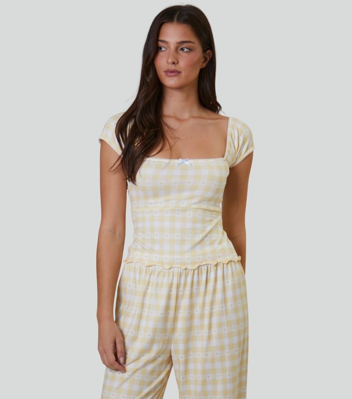 Loungeable Women's Yellow Gingham Pyjama Set Loungeable New Look