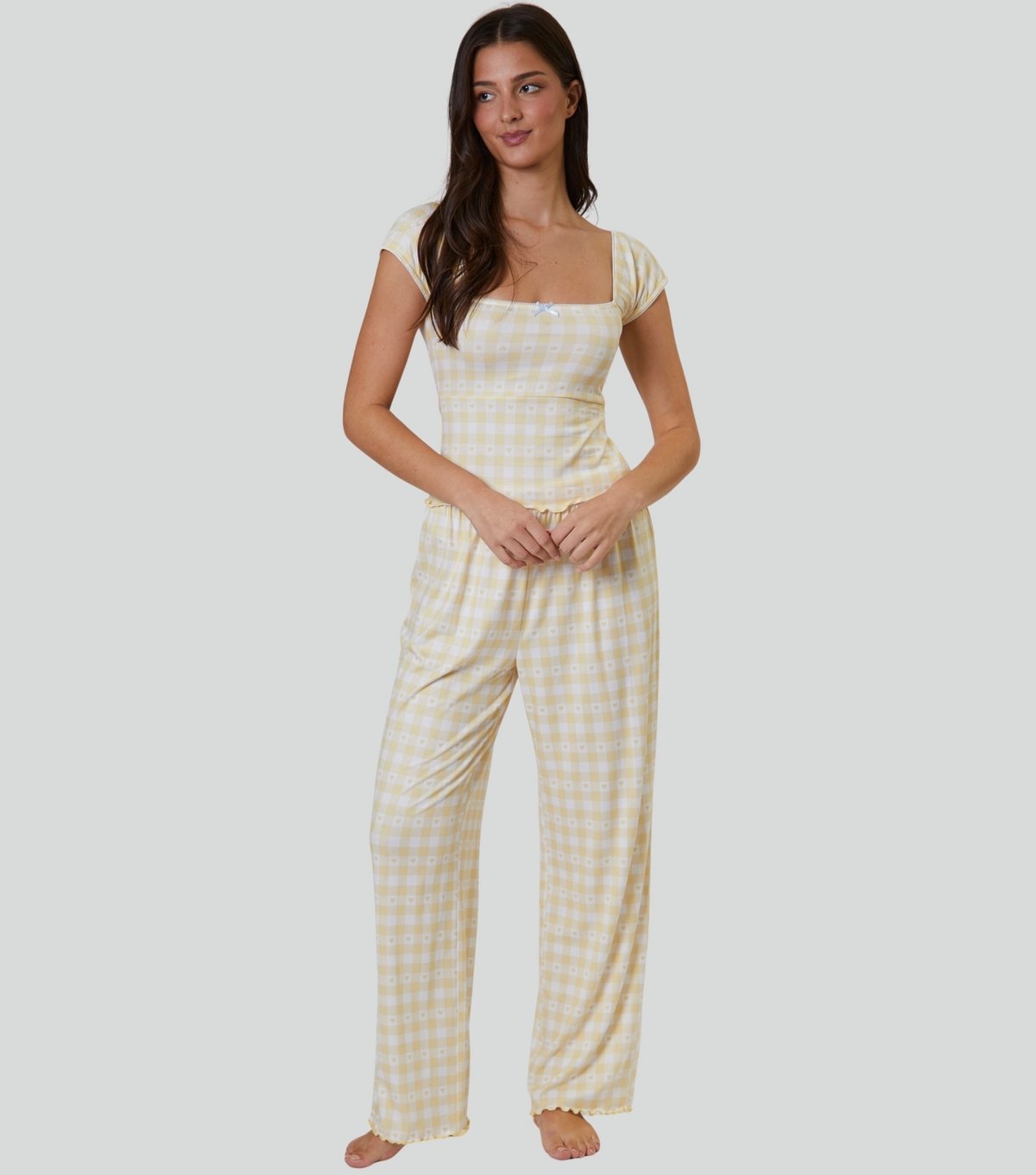 Loungeable Women's Yellow Gingham Pyjama Set Loungeable New Look - 2