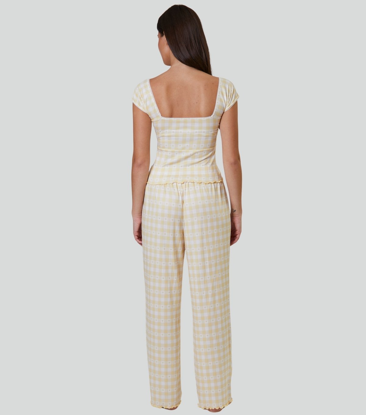 Loungeable Women's Yellow Gingham Pyjama Set Loungeable New Look - 4