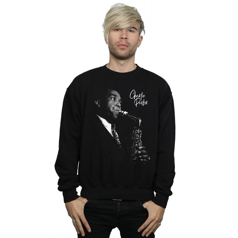 Charlie Parker Charlie Parker Men's Playing Saxophone Sweatshirt in Black - 1