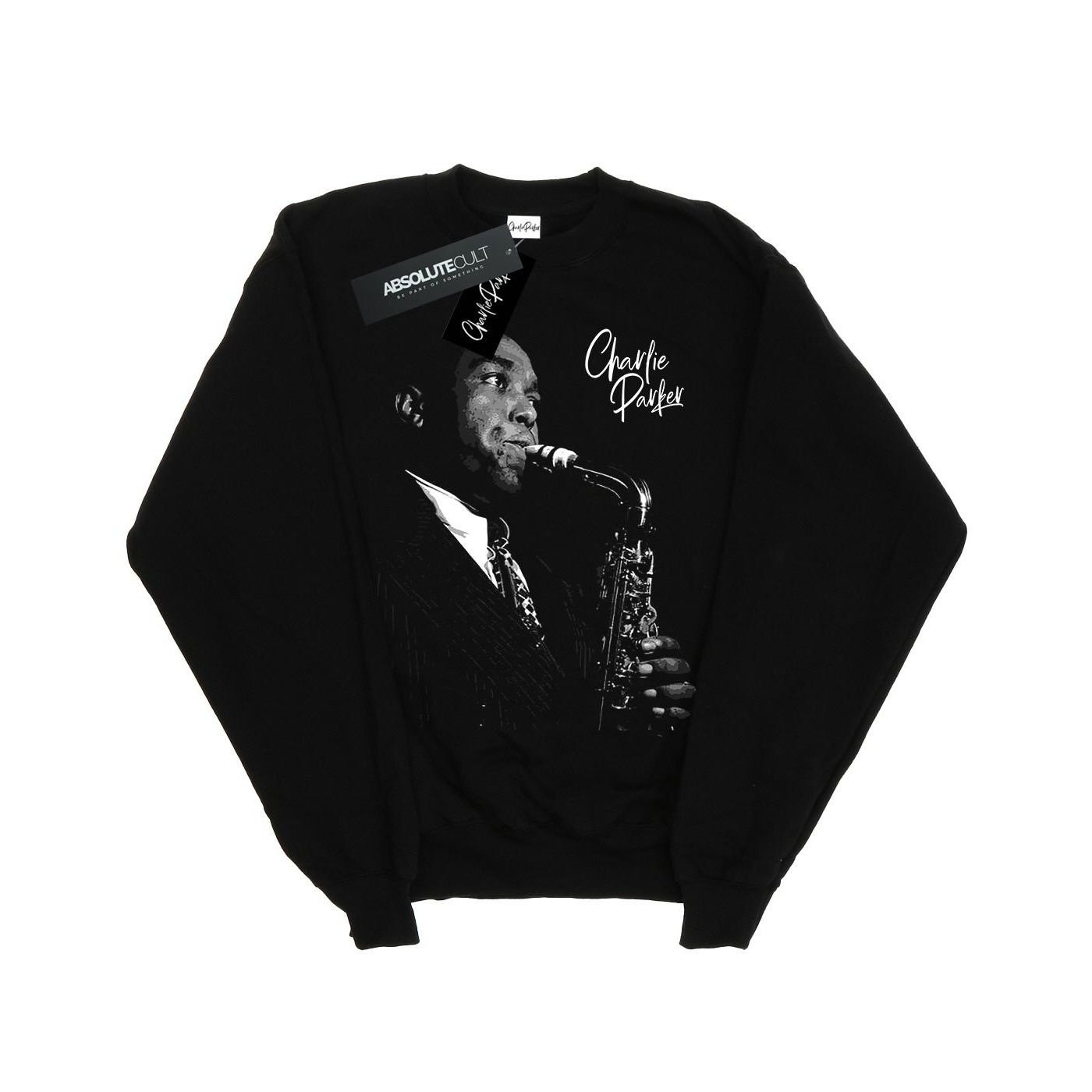 Charlie Parker Charlie Parker Men's Playing Saxophone Sweatshirt in Black - 2