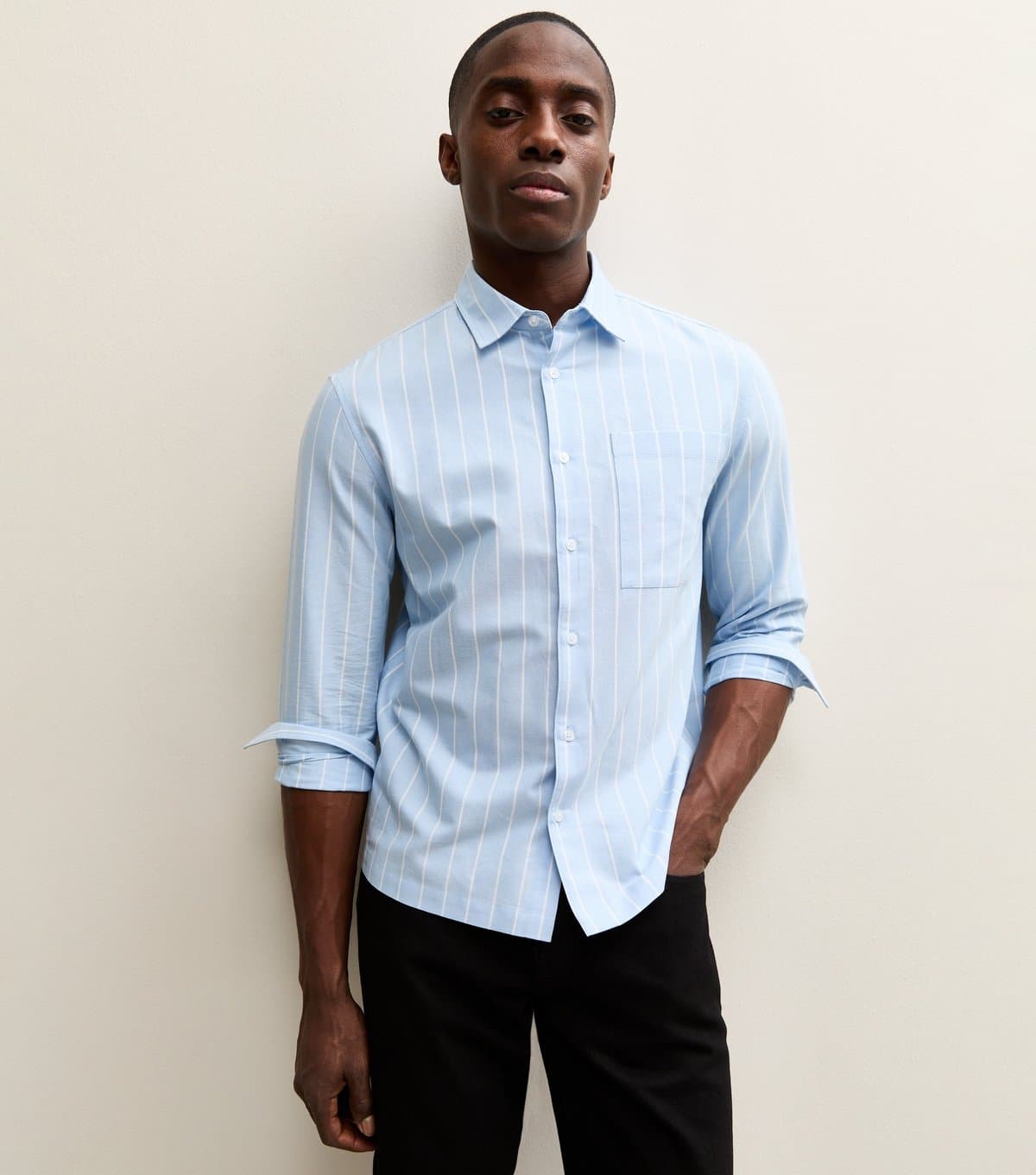 New Look Men's Blue Boxy Striped Shirt New Look