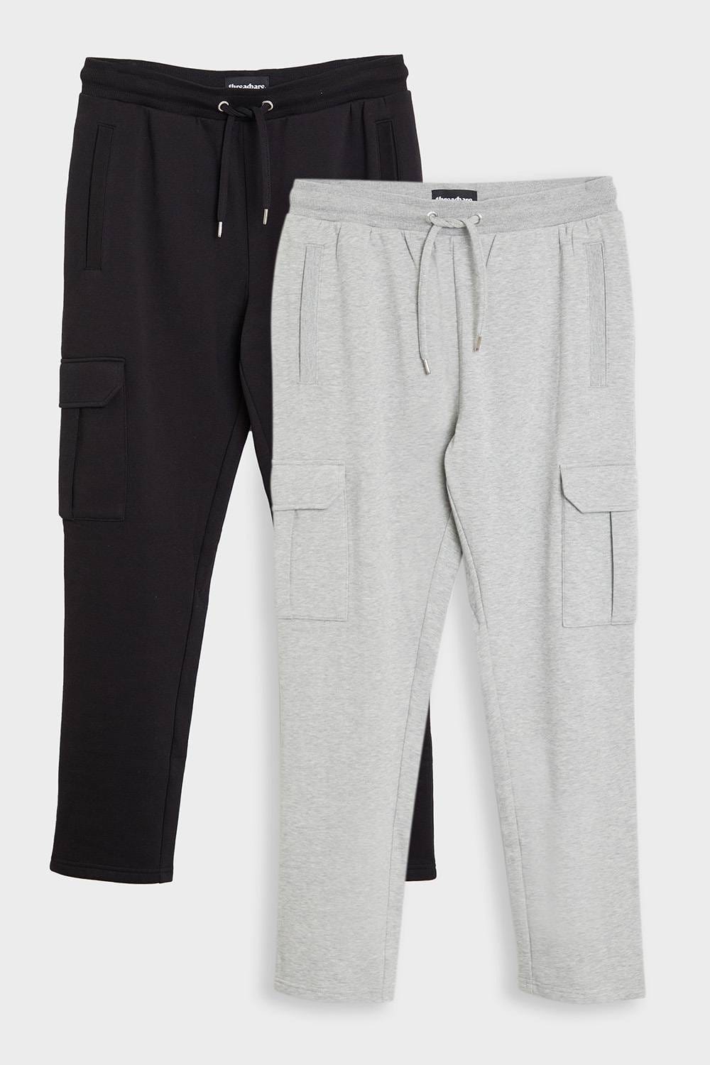 Threadbare Men's 2 Pack Cargo Joggers Multicolor