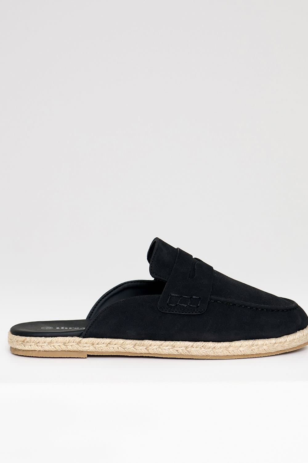 Threadbare threadbare Men's Faux Suede Penny Loafer Sandals in Black