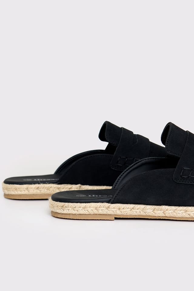 Threadbare threadbare Men's Faux Suede Penny Loafer Sandals in Black - 3