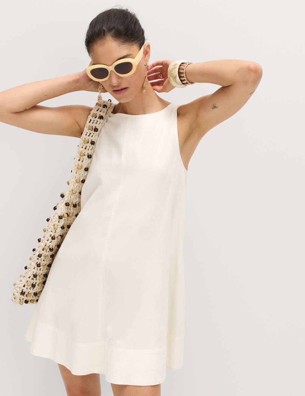 M&S Ivory Linen Swing Dress