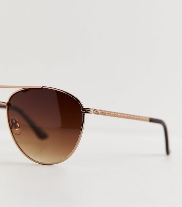 New Look Gold Tone Metal Aviator Sunglasses New Look - 3