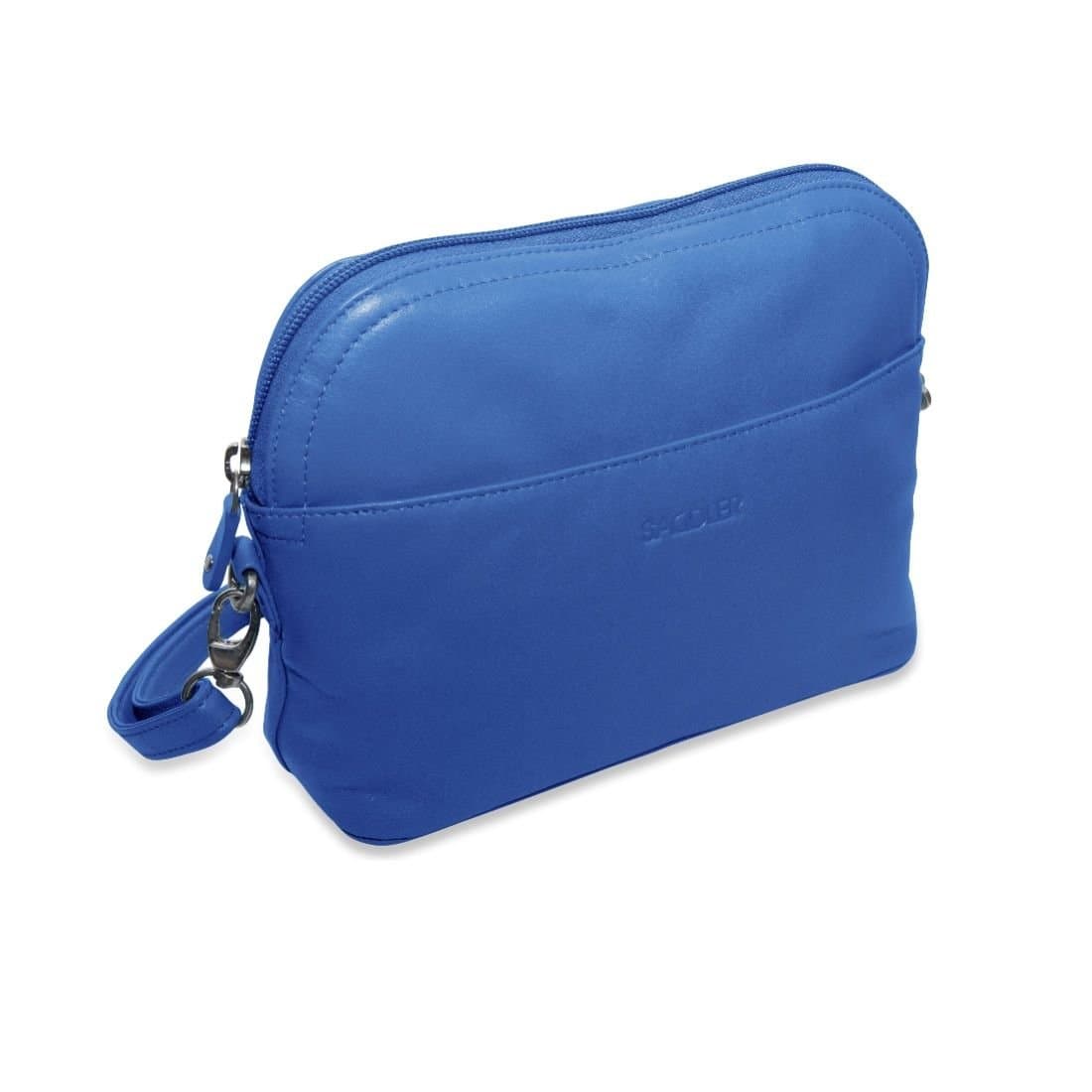 SADDLER SADDLER Women's 'Brooklyn' RFID Adjustable Strap Leather Zip Top Handbag in Blue