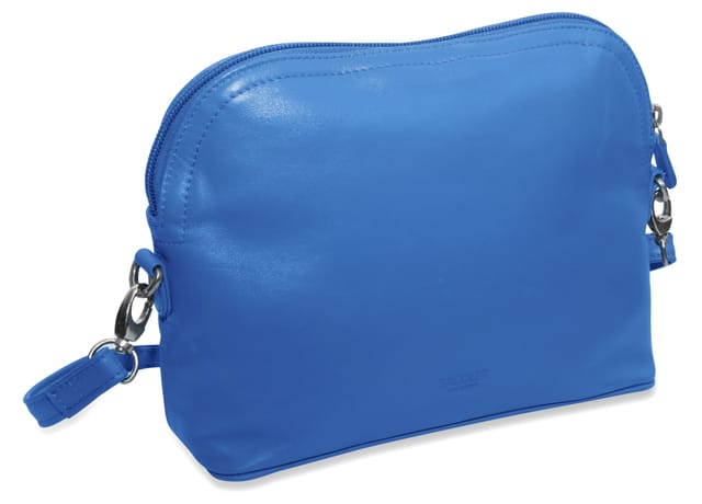 SADDLER SADDLER Women's 'Brooklyn' RFID Adjustable Strap Leather Zip Top Handbag in Blue - 3