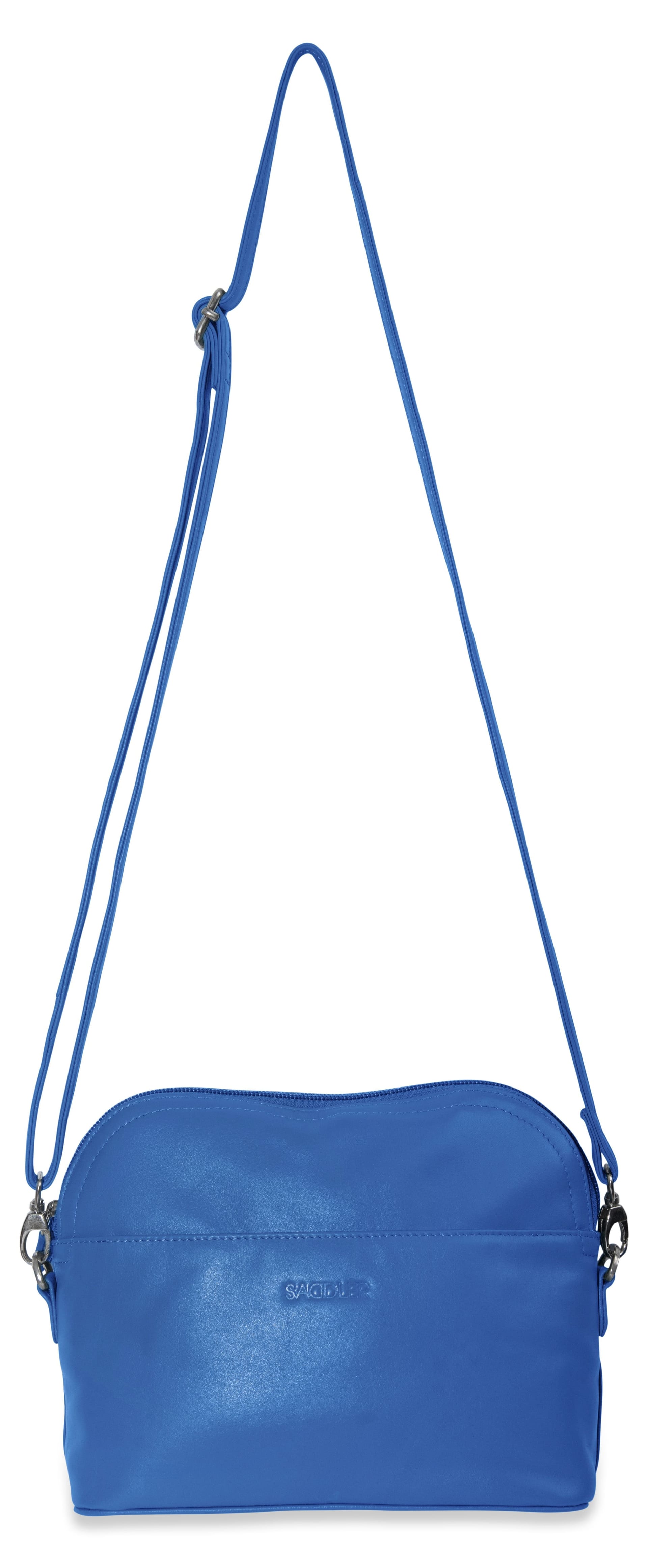 SADDLER SADDLER Women's 'Brooklyn' RFID Adjustable Strap Leather Zip Top Handbag in Blue - 4