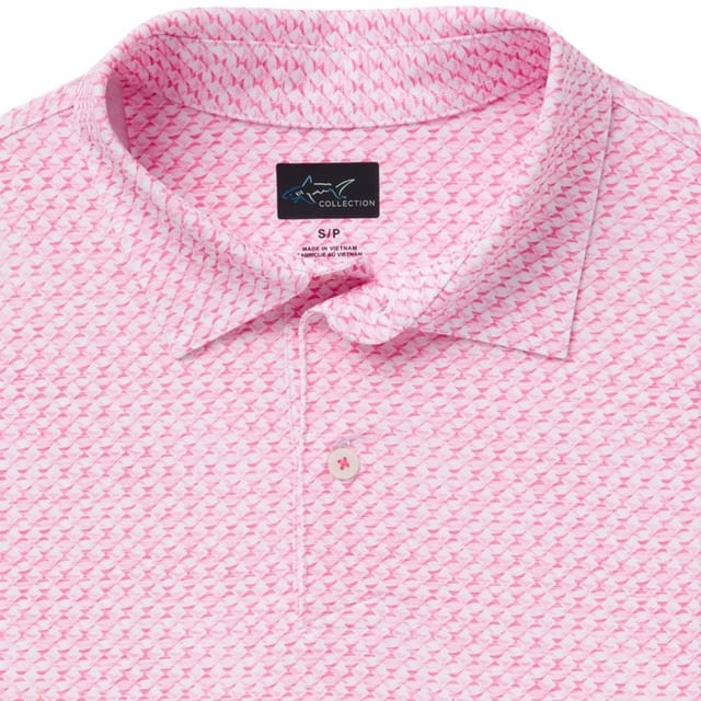 Greg Norman Greg Norman Men's Shark Tail Matrix Golf Polo Shirt in Light Pink - 3