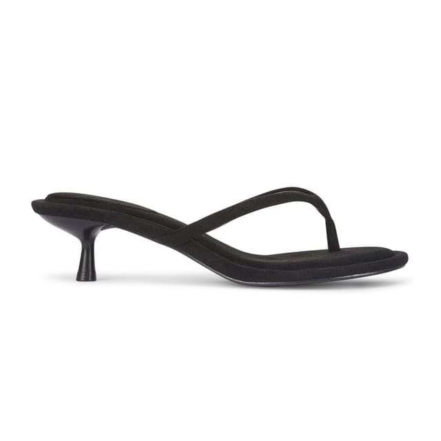 Truffle Collection Truffle Collection Women's Slip On Heeled Sandals Microfibre Open Toe Kitten Heel Summer Shoes in Black - 3