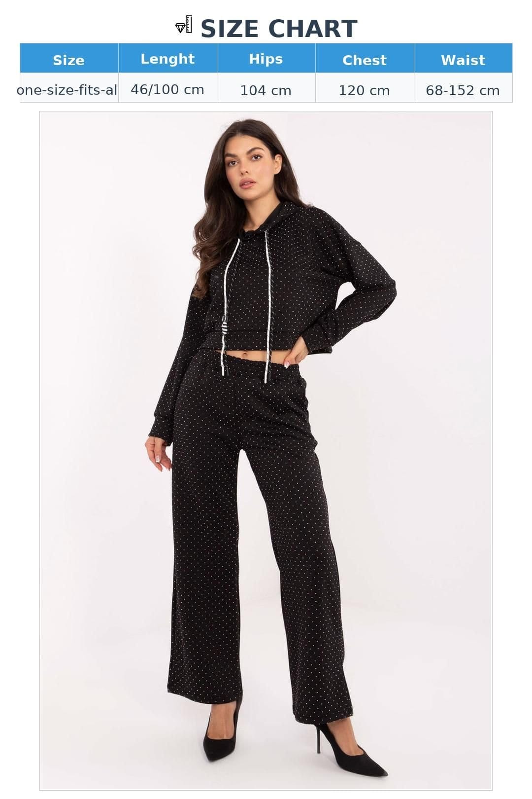 Love Lace Love Lace Women's Elegant Jet Applique Hoodie & Pant Set in Black - 4
