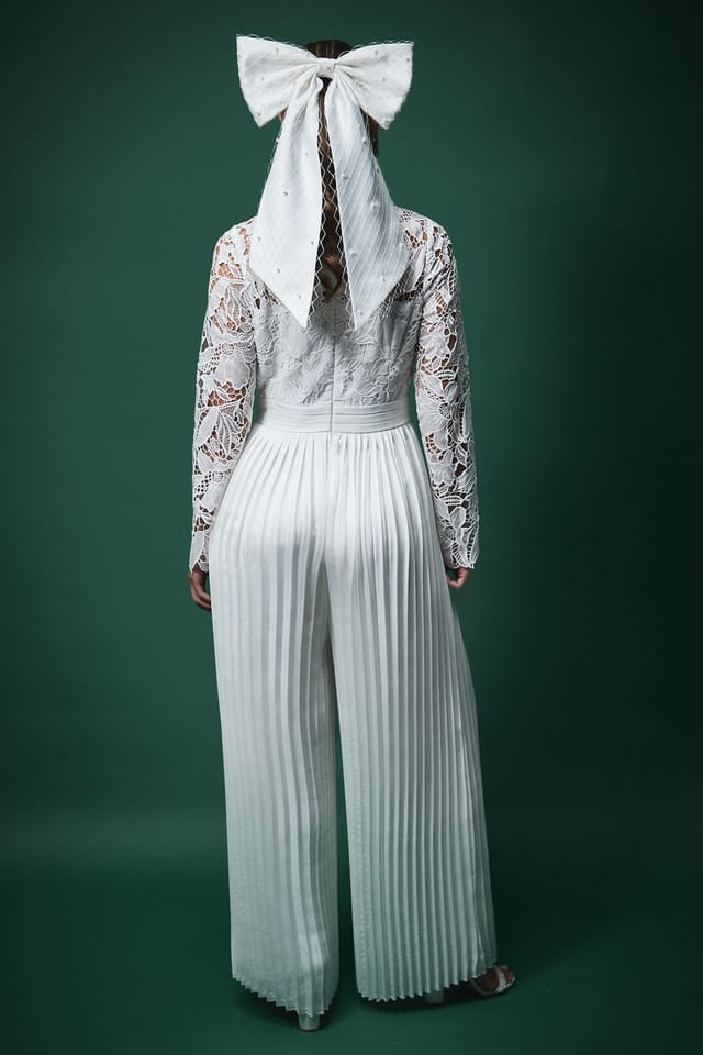 Coast Coast Women's Lisa Tan Lace Top Jumpsuit with Pleated Wide Leg Trouser in Oyster - 3