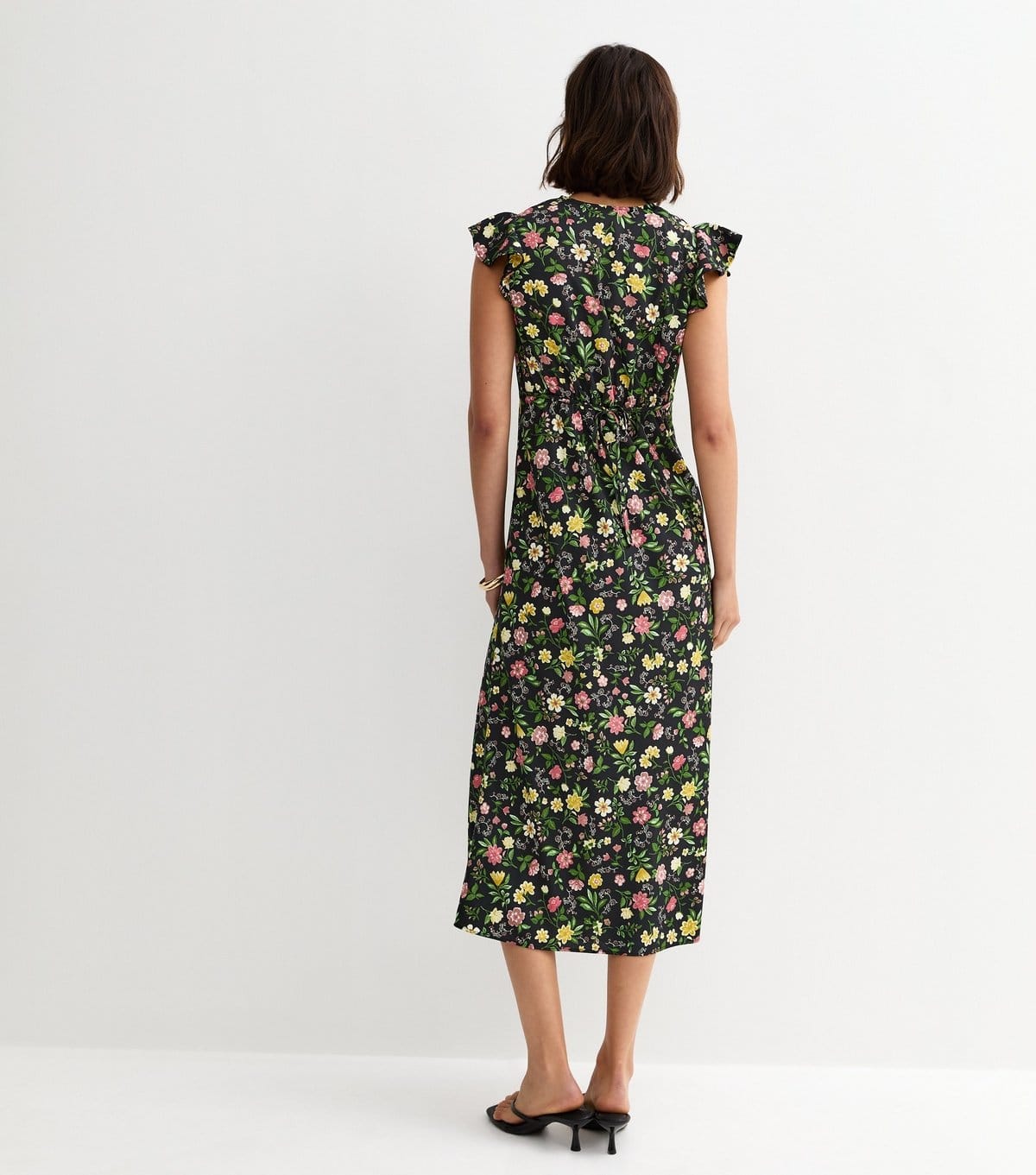 New Look Women's Black Floral Tie Front Midi Dress New Look - 4