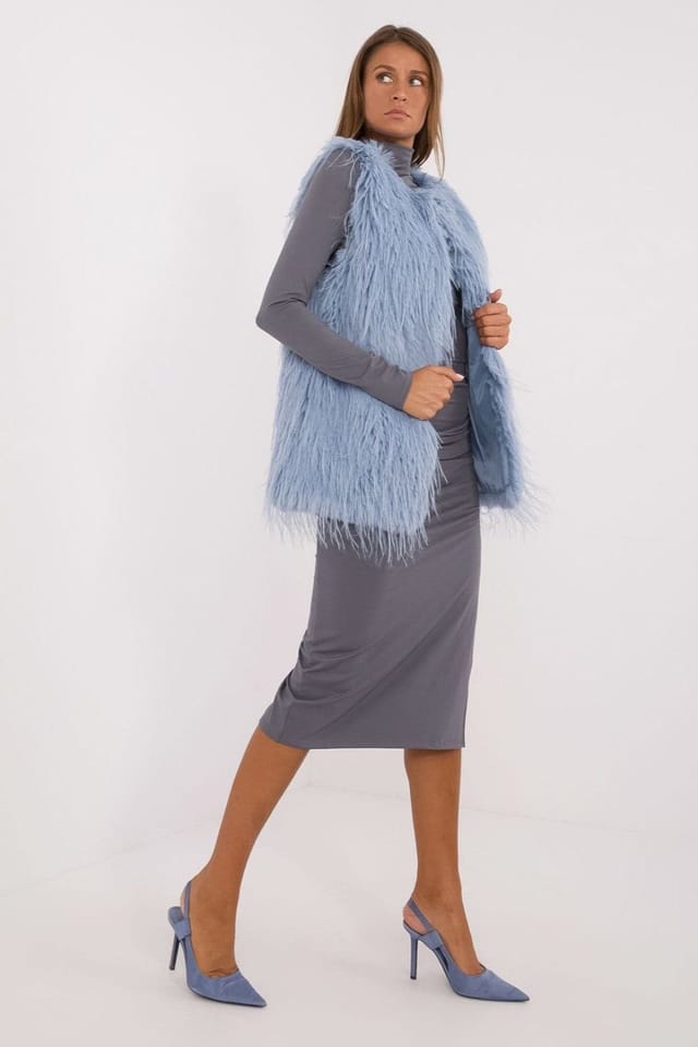 Love Lace Love Lace Women's Casual Furry Sleeveless Jacket Gilet in Blue - 2