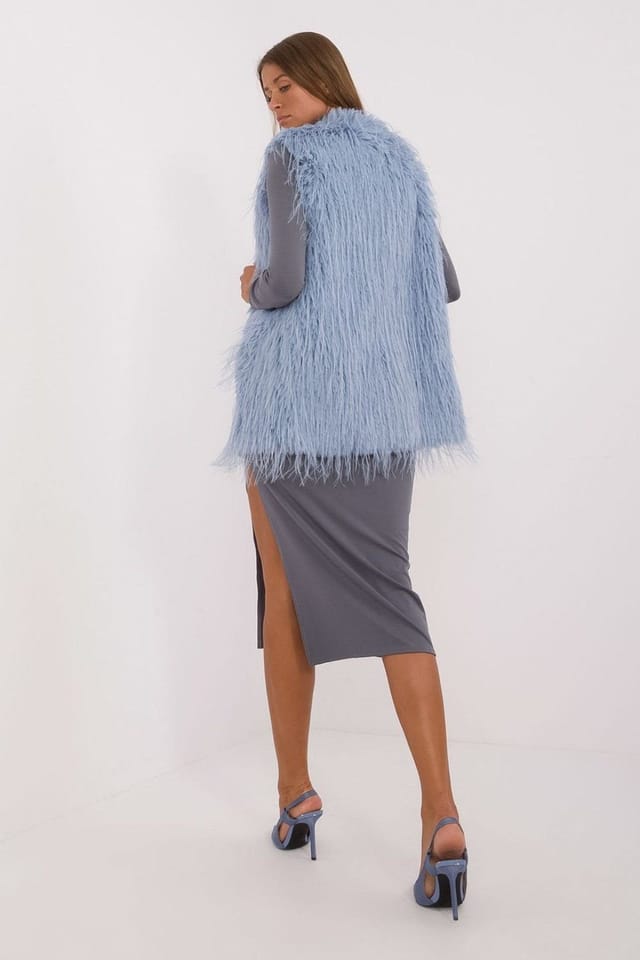 Love Lace Love Lace Women's Casual Furry Sleeveless Jacket Gilet in Blue - 3