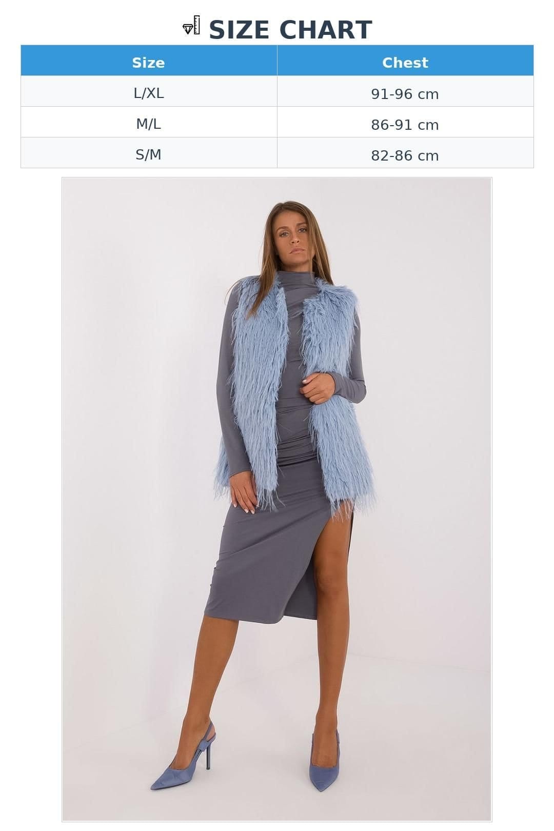 Love Lace Love Lace Women's Casual Furry Sleeveless Jacket Gilet in Blue - 4