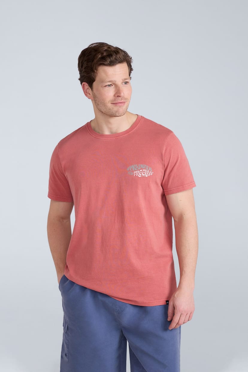 Animal Animal Men's 'Jacob' Short Sleeve Relaxed Fit Lightweight Casual Cotton T-Shirt in Burgundy - 1