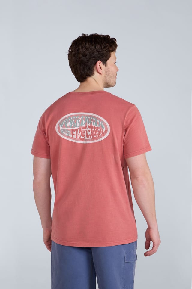 Animal Animal Men's 'Jacob' Short Sleeve Relaxed Fit Lightweight Casual Cotton T-Shirt in Burgundy - 2