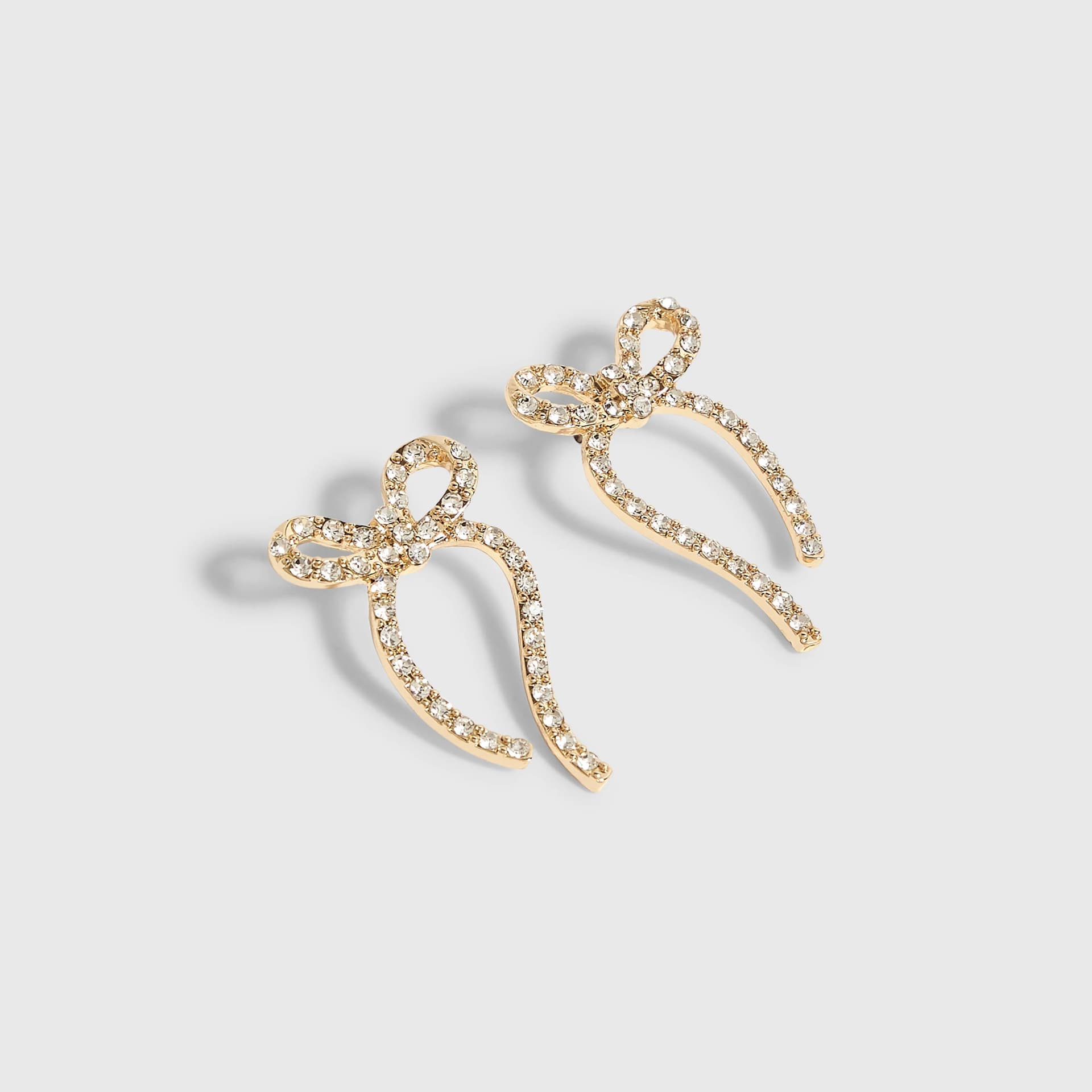 River Island River Island Womens Gold Christmas Long Bow Earrings