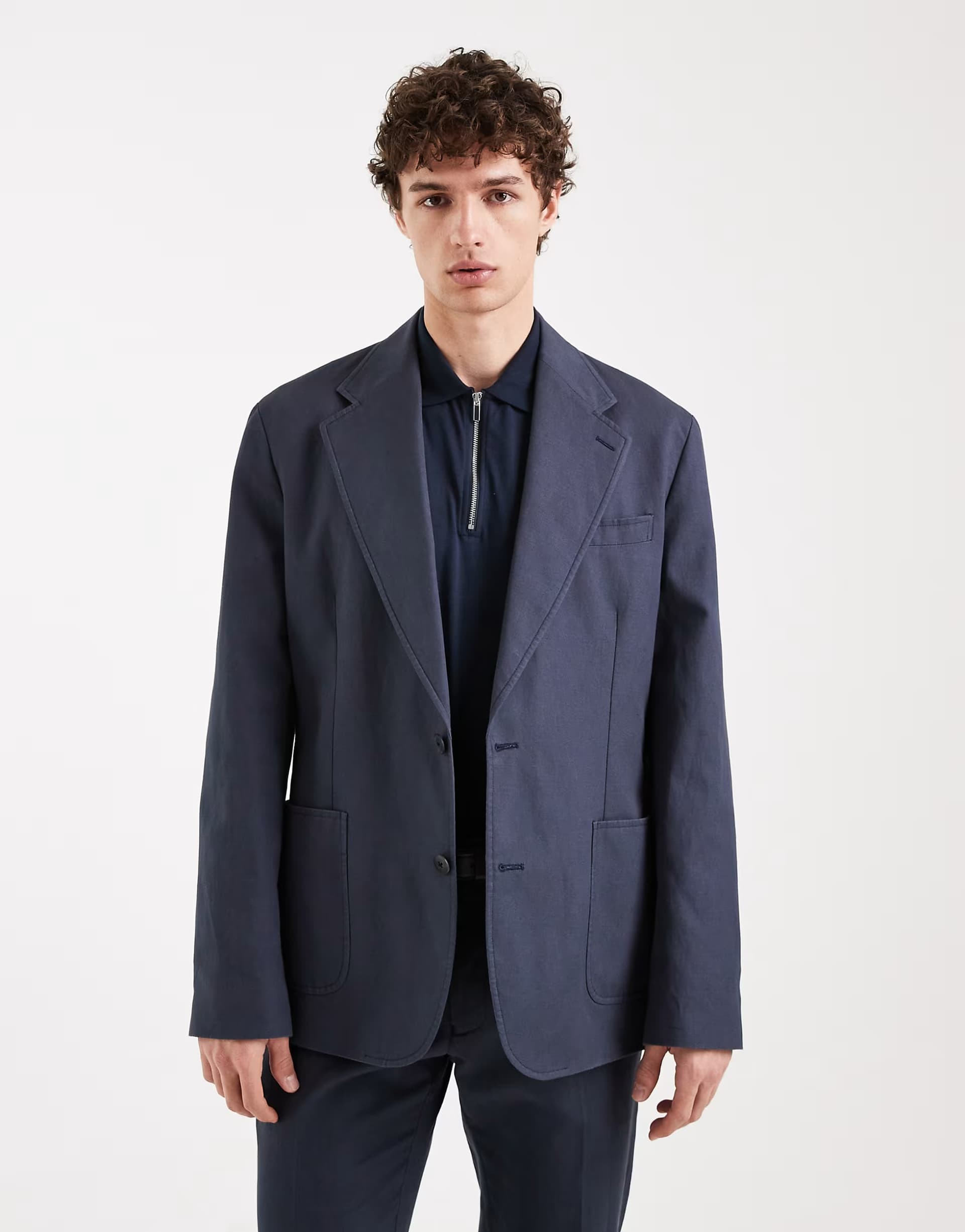 ASOS ASOS DESIGN Slim Fit Jacket in Navy