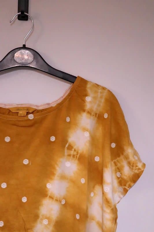 White Stuff Size 18 Mustard Tie Dye Embroidered Rosie Dot Top White Stuff