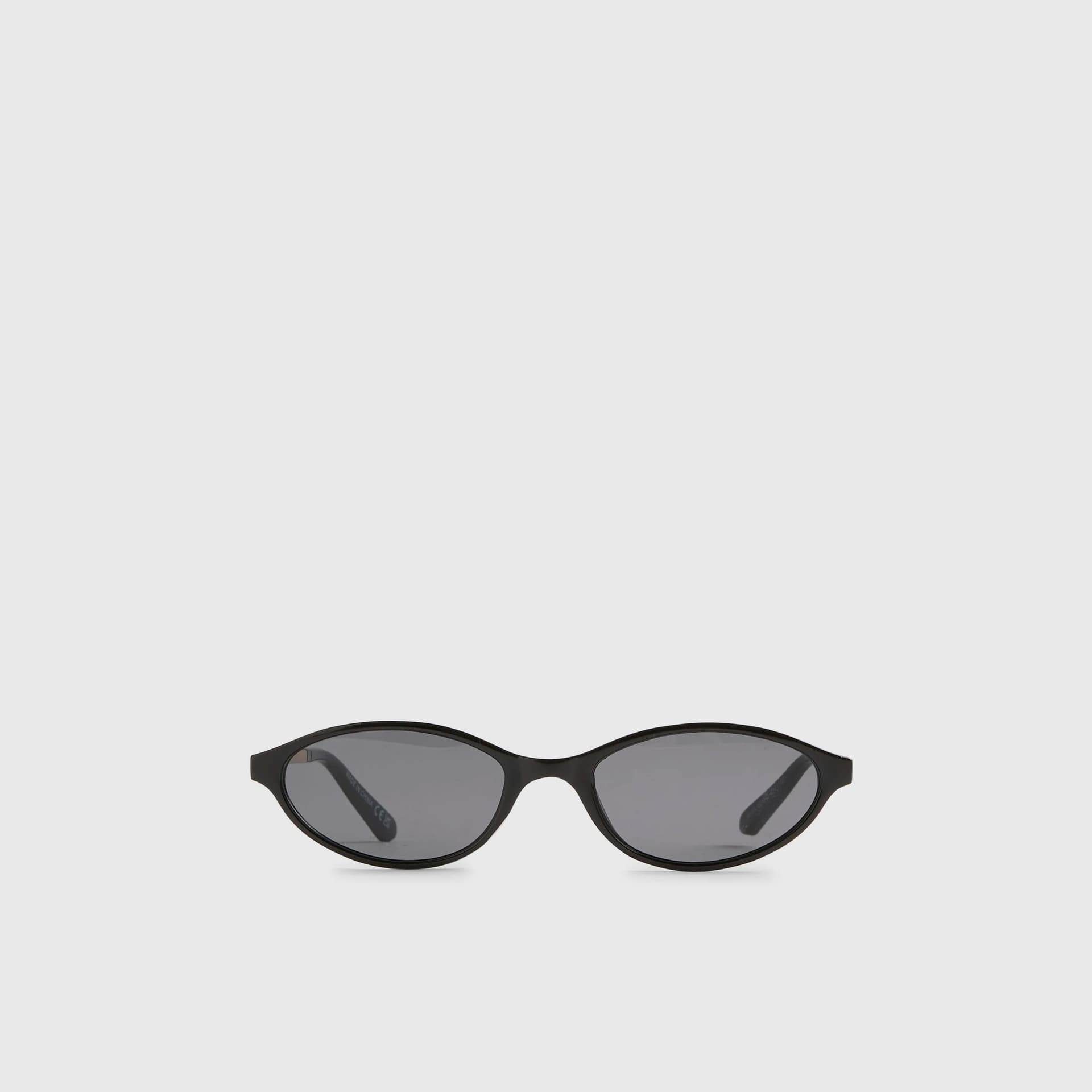 River Island River Island Womens Black Slim Oval Gold Temple Sunglasses