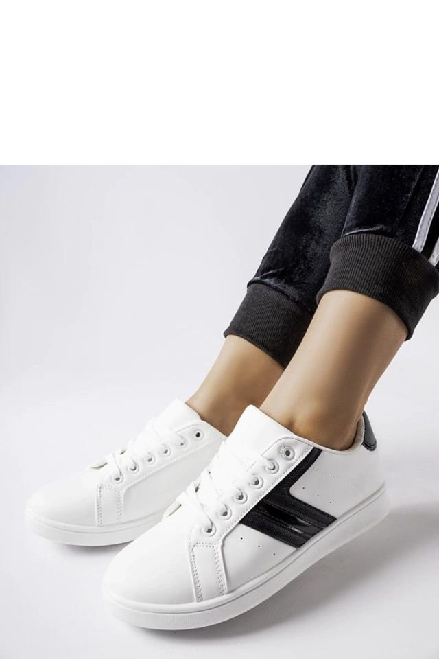 Love Lace Love Lace Women's Sport Sneakers with Black Inserts Ergonomic Comfort Shoes in White - 2
