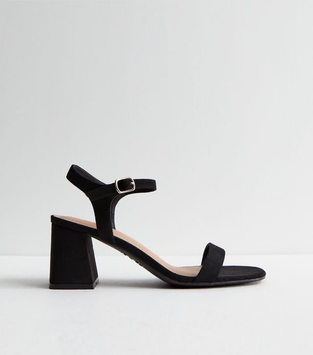 New Look Women's Black Suedette 2 Part Block Heel Sandals Vegan New Look - 3