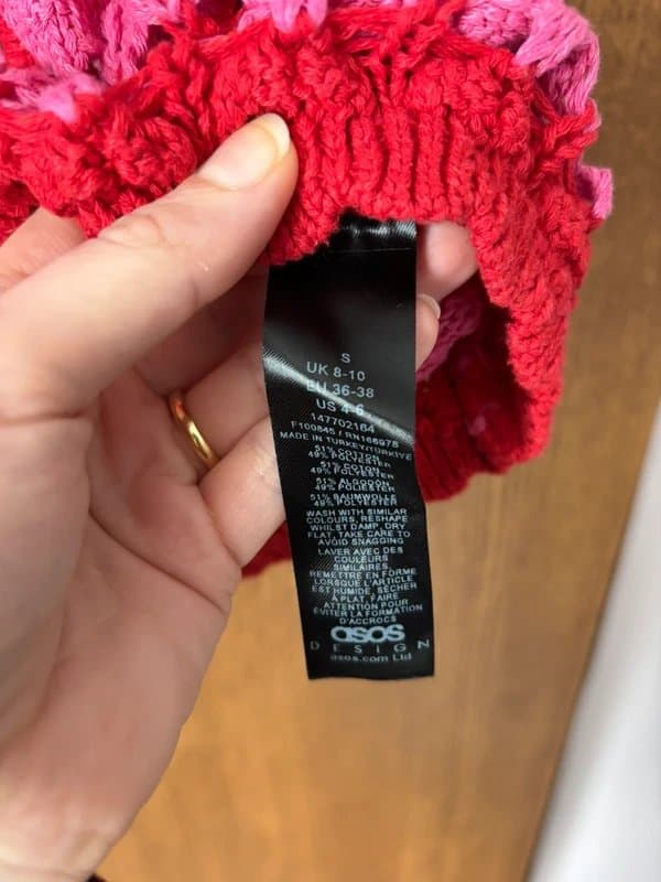 ASOS ASOS Crocheted Pink & Red Waistcoat Size 8-10