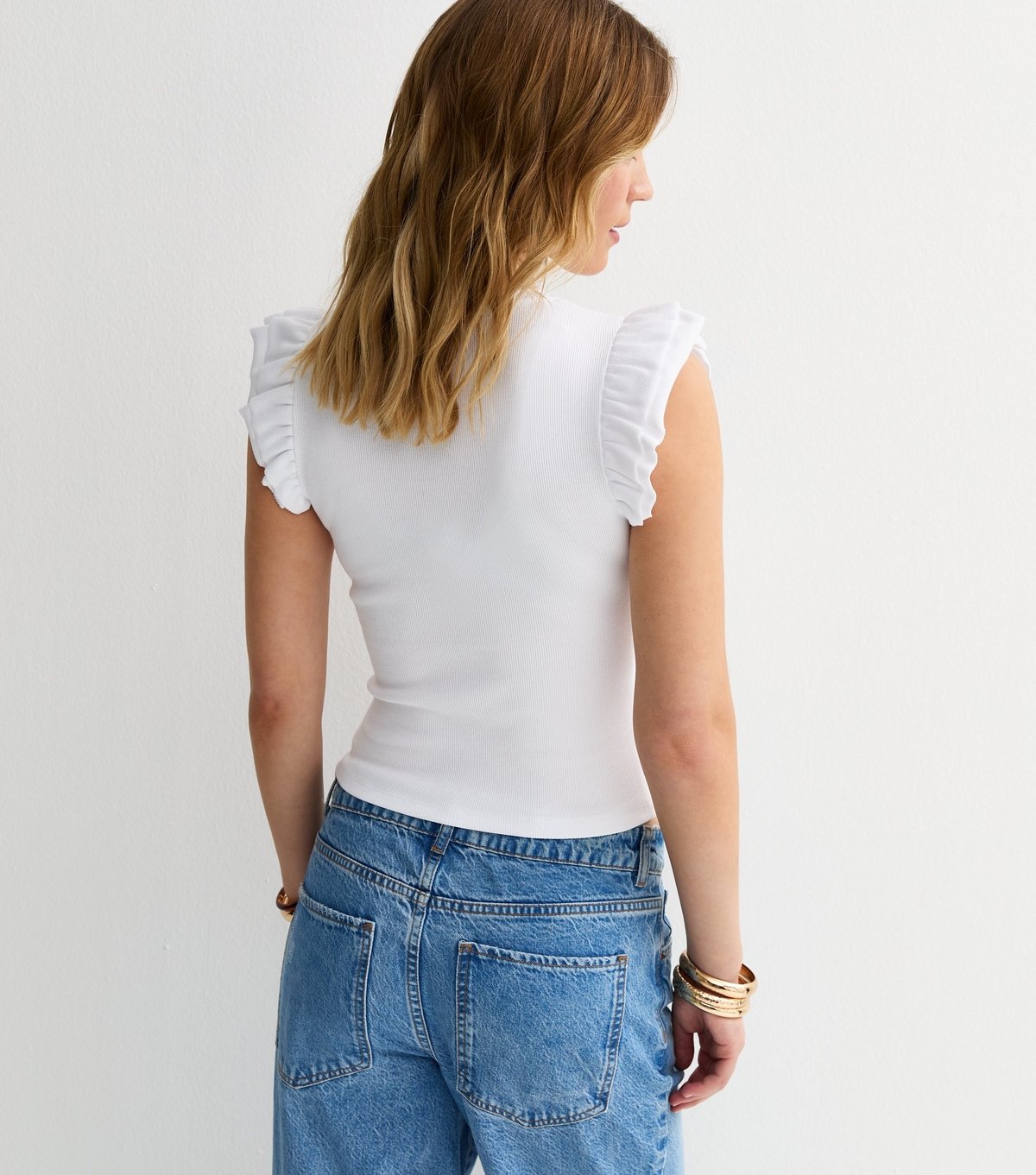 New Look Women's White Frill Sleeve Top New Look - 4