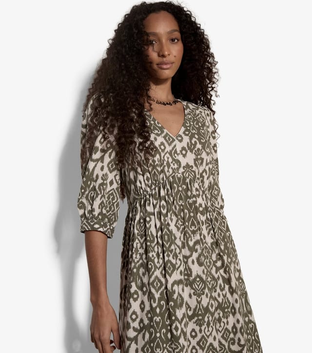 Apricot Women's Light Khaki Tapestry Ikat Print Midi Dress Apricot New Look - 2