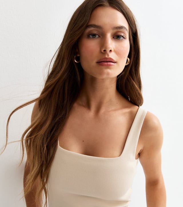 New Look Women's Premium Off White Square Neck Top New Look - 2