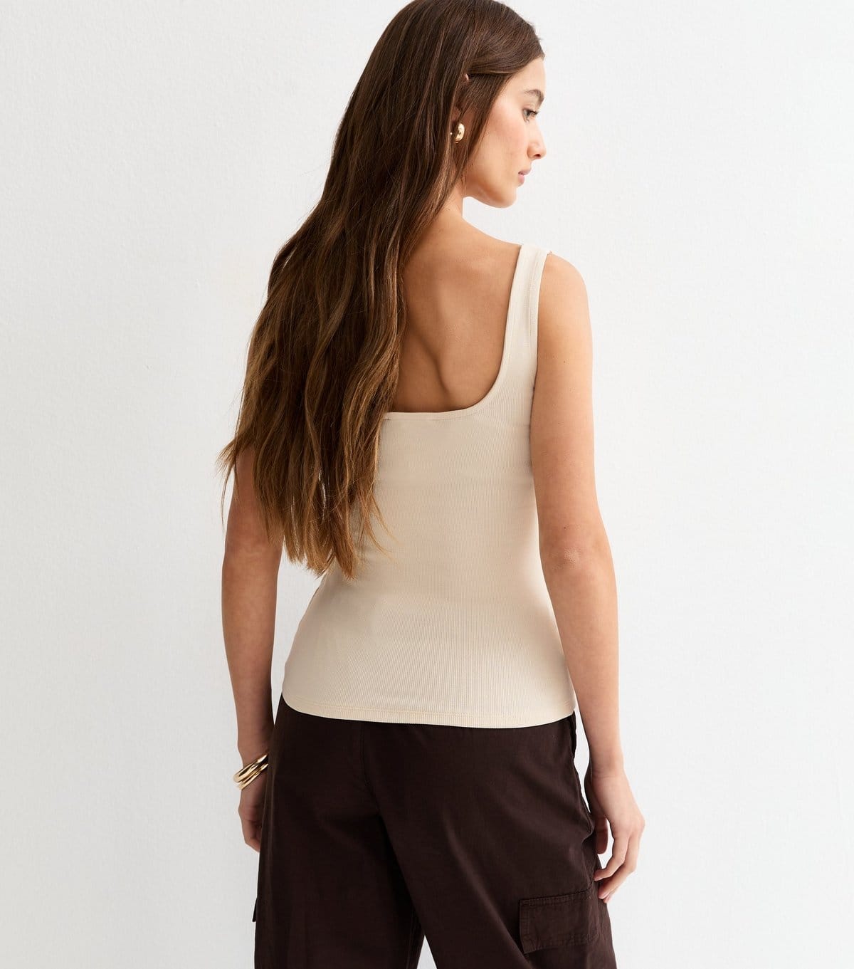 New Look Women's Premium Off White Square Neck Top New Look - 4