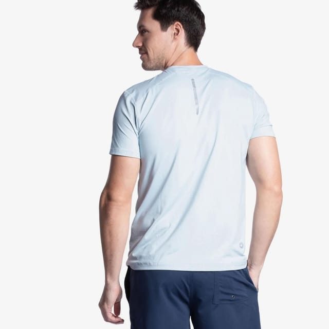 BloqUV BloqUV Men's Regular Fit UPF 50+ Sun Protection Short Sleeve Crew Top in Light Grey - 2