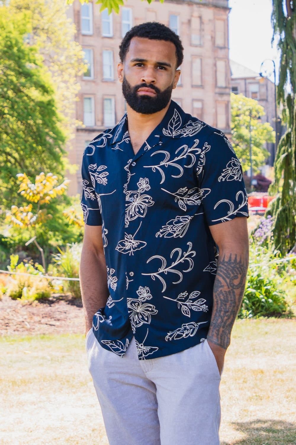 French Connection French Connection Navy Floral Print Short Sleeve Shirt
